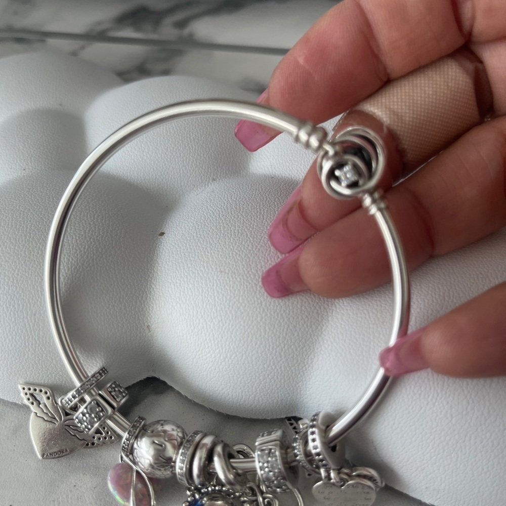 Pandora Silver Charm Bracelet with Intricate Beads